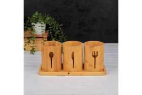 Resim Feyza Design Yumuşak Dokulu 3'lü Bambu Kaşıklık Seti, Şık ve Doğal Tasarım 