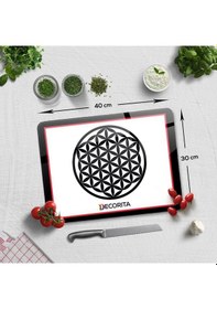 Resim Decorita Cam Kesme Tahtası Cam Kesme Tablası Decorita Logolu Kırmızı - Siyah 30 x 40 CM 