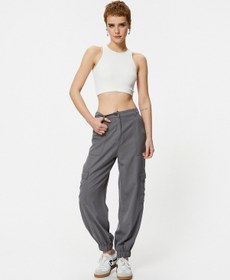 Resim Koton Kargo Jogger Pantolon Cepli Lyocell Kumaş Gri 4sal40039ıw Gri 