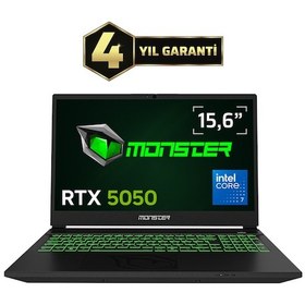 Resim Monster Abra A5 V22.2.1 Core 7 250H 16 GB 1 TB SSD 8 GB RTX5050 15.6" W11H Dizüstü Bilgisayar 