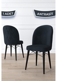 Resim Canisa Bika Serisi 1 Adet Antrasit Mutfak Sandalyesi Siyah Gürgen Ayaklı 1. Sınıf Babyface Kumaş Sandalye Antrasit Ayaklar Siyah 