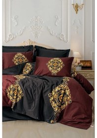 Resim Palace Saten Çift Kişilik Nevresim Takımı Ebren Antrasit - Elm-01-478812 Renkli 