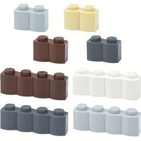 Resim 70/40 Adet MOC Bricks Palisade Modifiye 1x2 1x4 Nokta Profil Dalga Yapı Blok Oyuncakları Klasik Parça Mimari Uyumlu 30136 30137 