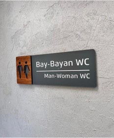 Resim Yönline Ceviz Serisi Bay-Bayan WC Kapı İsimliği 