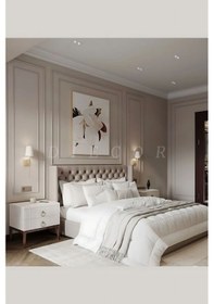 Resim Diecor Dekoratif Boyanabilir Montaja Hazır 2,5cm Eşsiz Ve Büyüleyici Yatak Başlığı Duvar Çıtası Tasarımı Bej Model:xa274 