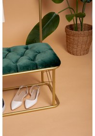 Resim Aynalı Askılık Portmanto Ayakkabılık Kapı Girişi Vestiyer Ayakkabılık Puf Bench Gold 