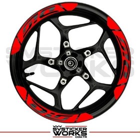 Resim Honda Dıo Jant Şeridi Geniş Sticker Dıştan İçe Kaliteli Yüksek Yapışkanlı Sticker Kırmızı 