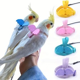 Resim Ayarlanabilir Papağan Tasma Tasma Seti – 6 Ayak Hafif Isırmaya Karşı Eğitim Tasması Kuş Yeleği ile – Küçük ve Orta Boy Papağanlar ve Kuşlar için Uygun (1 Paket) 