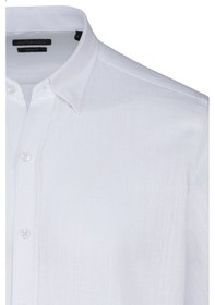 Resim Beyaz Comfort Fit 100% Pamuk Düğmeli Yaka Uzun Kollu Casual Gömlek 4111993 