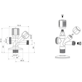 Resim Tema Dual Çatallı Ara Musluk Çamaşır + Flitreli Musluk Gri 