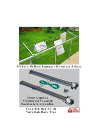 Resim Gökbin Çamaşır Kurutma Askısı Alüminyum Yuvarlak Bağlantı Küpeşte Gri - Gümüş 