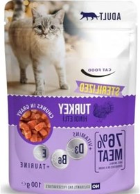 Resim 24 Adet, 100 Gr Steril Hindi Pouch, Yetişkin Kediler İçin 0.75 LT - 2.5 LT - 12 KG 