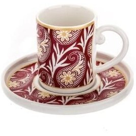 Resim Tulu Red Flower 6 Kişilik Kahve Fincan Takımı 
