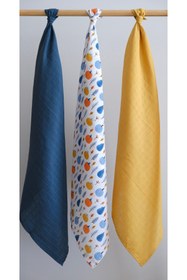Resim runbaby ( 3 ADET ) 75x75 CM Pamuk 3'lü Müslin Örtü Set 