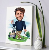 Resim Golf Tutkusu Olan Erkek Karikatürlü Kanvas Tablo 