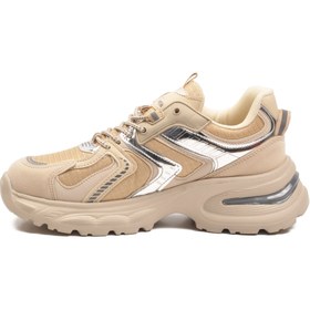 Resim Mc Jamper 2318 BEj Füme Bağcıklı Yüksek Taban Kadın Sneaker 