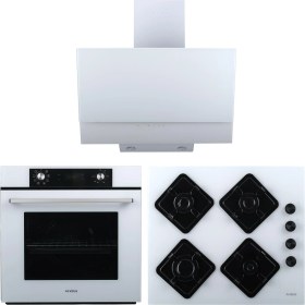 Resim Alveus 3’lü Ankastre Set Beyaz Modern (Cam Ocak + 8 Fonksiyon Fırın + Davlumbaz) 