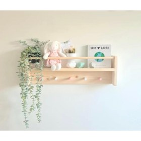 Resim Lina Ahşap Diyarı Ahşap Çocuk Odası Bebek Odası Montessori Raf, Kitaplık, Modern Askılık 50cm 