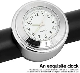 Resim burko Evrensel Motosiklet Gidon Saat Motosikletler için Su Geçirmez Değiştirme Bisikletler 22mm-25.4mm7/8 ''- 1'' Gidon Gümüş Kabuk Beyaz Kadranlı Saat 