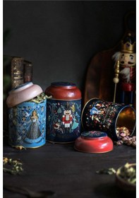 Resim Fairytale Desenli 3'lü Yuvarlak Metal Saklama Kabı Seti, 9 X 11 Cm, 0,6 Lt 