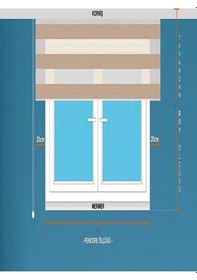 Resim İthal Kalın Ekru Mat Beyaz Zebra Stor Güneşlik Perde Etek Dilimsiz Alüminyum Kasa 1. Kalite Ekru 