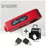 Resim Xuweiwei Red Handlebar Lock + Black Helmet Lock 2 Adet Kombinasyonlu Portatif Bisiklet Kilit Seti Tüm Arazi Araçları Scooterlar İçin 