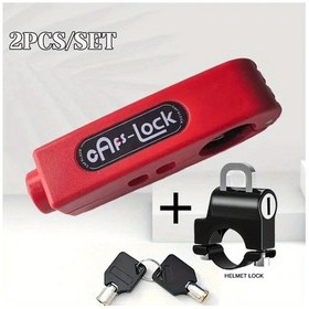 Resim Xuweiwei Red Handlebar Lock + Black Helmet Lock 2 Adet Kombinasyonlu Portatif Bisiklet Kilit Seti Tüm Arazi Araçları Scooterlar İçin 