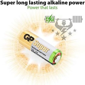 Resim GP Batteries GP23A Süper Alkalin 23A/MN21/V23GA Boy Pil, 12 Volt, 5'li Kart, Bakır/Beyaz/Yeşil 