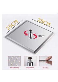 Resim Faumix Ka120 Krom Kare Paslanmaz Çelik Tepe Duş Başlığı 25cm 25cm Krom 