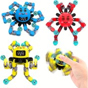 Resim 3 adet Mekanik Fidget Spinner Garip Yüz Robot Jiroskop Oyuncakları ile - Dönüştürülebilir Zincirli Robot Kendin Yap Deformasyon, Gençler ve Yetişkinler için Dayanıklı Plastik Fidget Oyuncaklar, Rahatlatıcı ve Toplanabilir Hediyeler (Kırmızı/Mavi/Sarı) - Noel, Doğum Günü, Mezuniyet Hediyeleri, Pop Fidget Oyuncak 