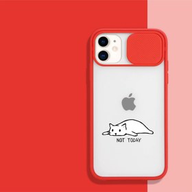 Resim iPhone 11 Not Today Desenli Kamera Korumalı Haki Telefon Kılıfı 