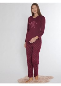 Resim Uzun Kol Pijama Takımı Viskon Alperi 790-85 Bordo 