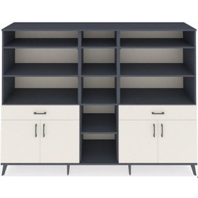 Resim Hyperion Dolap 12 Raflı 2 Çekmeceli 4 Kapaklı 220x44x163 Antrasit Antrasit-aytaşı 