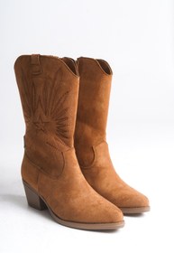 Resim meyra'nın ayakkabıları Kadın Taba Mat Uzun Kovboy Çizme 