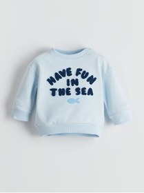 Resim LC Waikiki LCW Bisiklet Yaka Baskılı Erkek Bebek Sweatshirt 