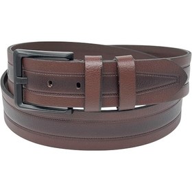 Resim 4.5 Cm. Spor Hakiki Deri Ortası Desenli Model Erkek Kemer Siyah Kahverengi 