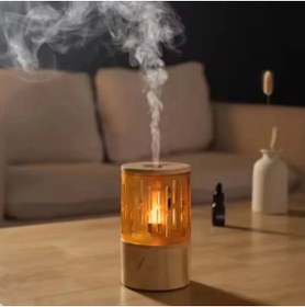 Resim Belle Fusion Mum Işığı Görünümlü Taşınabilir 125ml Kapasiteli Işıklı Aroma Yayıcı Hava Nemlendirici 