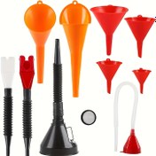 Resim 10'lu Araba Huni Seti, Plastik Uzun Boyunlu Yağ Hunisi, Toka Hunisi, Esnek Dik Açılı Huni, Geniş Ağızlı Yakıt Hunisi, Soğutucu/Benzin/Su/Motor Yağı Doldurma için Plastik Huni 