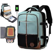Resim Xuweiwei Travel Backpack Grass Green Hava Yolu Onaylı Ayakkabı Bölmeli 15.6 Inç Laptop Sırt Çantası - Siyah 