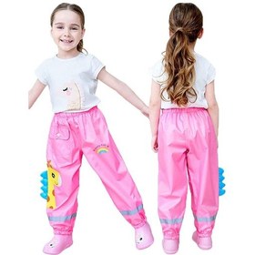 Resim Pembe Yürüyor Yağmur Su Geçirmez Pantolon Erkek Kız Çamur Kirli Geçirmez Pantolon Çocuk Yağmurluk Pembe 