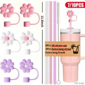 Resim 3/6 Pipet Kapakları + 3 Pipet + Fırça, Yeniden Kullanılabilir Parlak Pipetler ve Temizleme Fırçası, 40/30/20oz ve Yarım Galon Şişeler için Dış Mekan Aksesuarı 