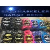 Resim Saçlı Kuru Kafa Iskelet Maske 1 Adet 