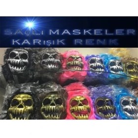 Resim Saçlı Kuru Kafa Iskelet Maske 1 Adet 