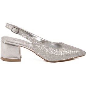 Resim aspor Gümüş Simli Kadın Abiye Ayakkabı 