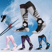 Resim 1 Çift Üniseks Uzun Tüp Kayak Spor Çorabı, Kalın Sıcak Hava Geçirgen, Kış Buz Pateni Kayak Dağcılığı Sporları için Uygun - Örgü Nylon Blend Kumaş, Poliamid %80, Polyester %20, Makine Yıkamalı, Çizgili Desen, Sonbahar/Kış Mevsimi 