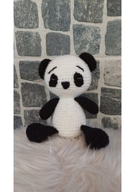 Resim El Örgüsü Oyuncak Amigurumi Panda Beyaz - Siyah 