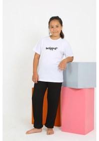 Resim Akbeniz Kız Çocuk Kısa Kol Beyaz Penye Pijama Takım 20432 