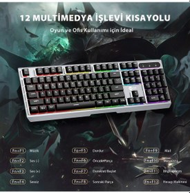 Resim Lecoo KB121 USB Kablolu Makro Tuşlu Rainbow Membran Gaming Türkçe Q Klavye 