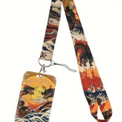 Resim Canlı Japon Dalga Baskılı Boyun Askısı - Renkli Anahtarlık Kayışı ve Kimlik Kartı Tutucu, Anahtarlar, Rozetler ve Telefonlar İçin Mükemmel - Dayanıklı Polyester Malzeme, Öğrenciler ve Profesyoneller İçin Sanatsal Tasarım, Profesyonel Kimlik Aksesuarı | Sanatsal Anahtarlık | Metal Klips Bağlantısı 