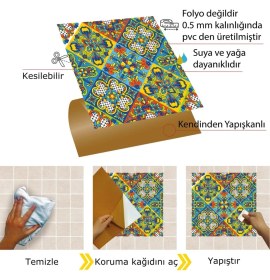 Resim Tink Kendinden Yapışkanlı Talavera Desenli Pvc Karo 30 x 30 cm (33 Adet) 3 M² 